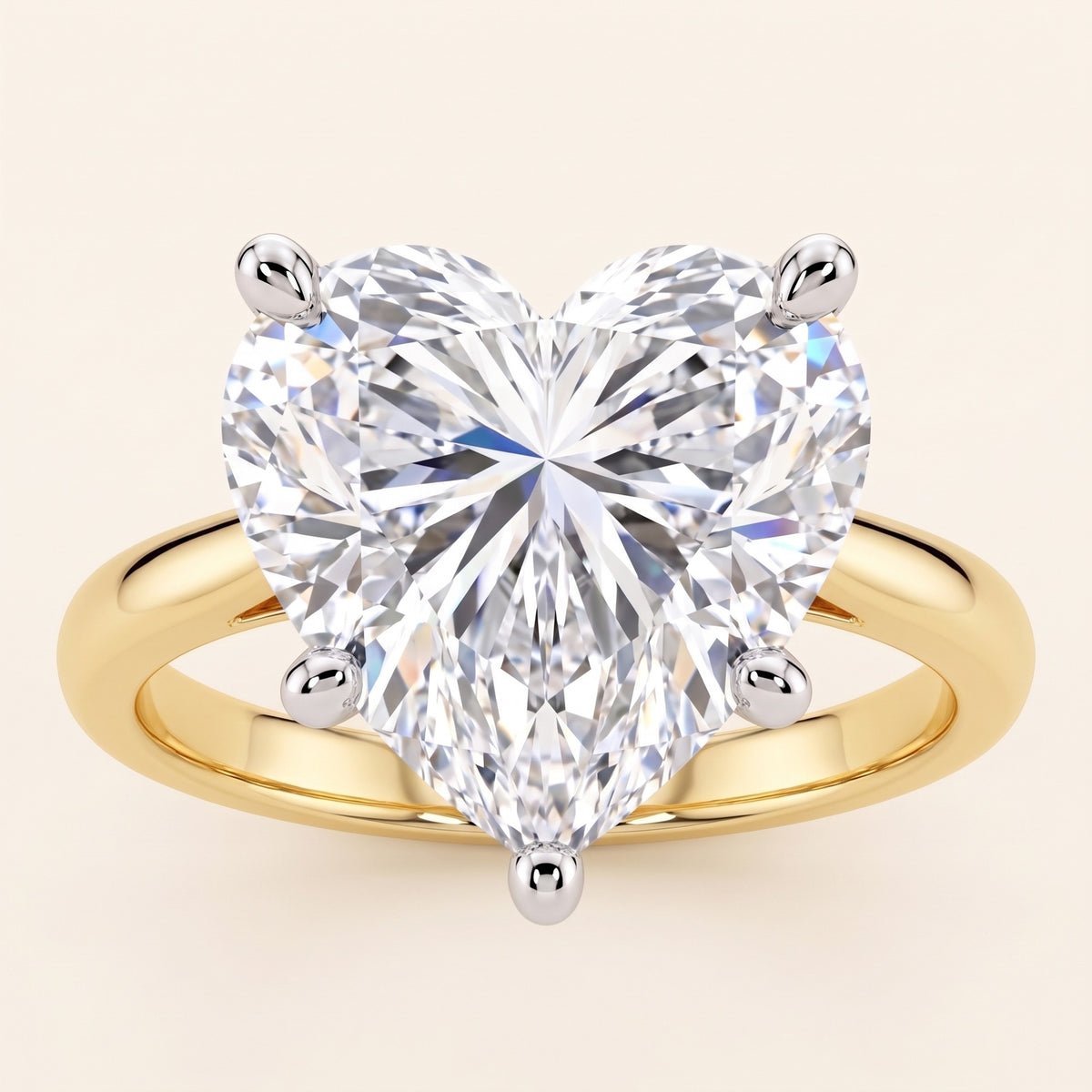 CECILY heart lab-grown diamond ring in 10K two-tone gold, front view, approx. 1 ct center