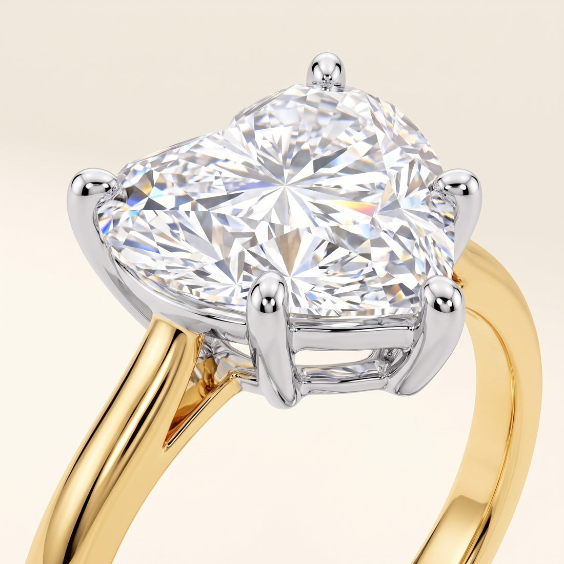 CECILY heart lab-grown diamond ring in 10K two-tone gold, setting close-up, approx. 1 ct center