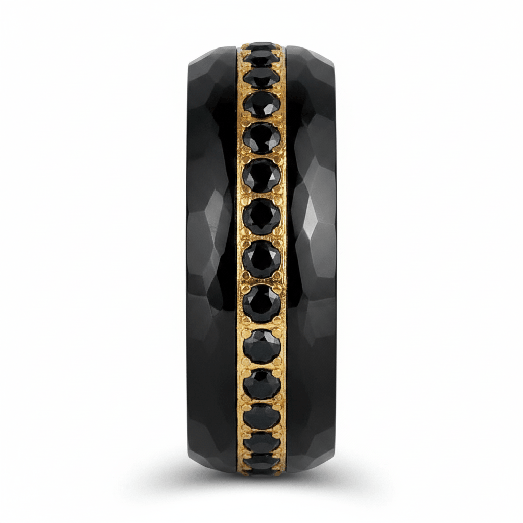 HERAKLES — Front-facing straight-on view — men's tungsten wedding ring.
