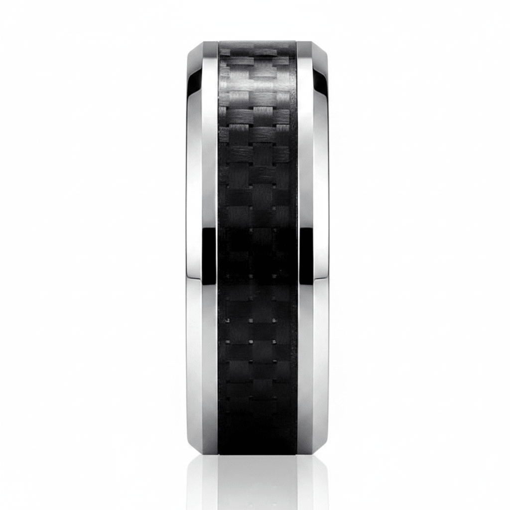HERALD — angled view — men's tungsten carbide wedding ring | Aydins Jewelry
