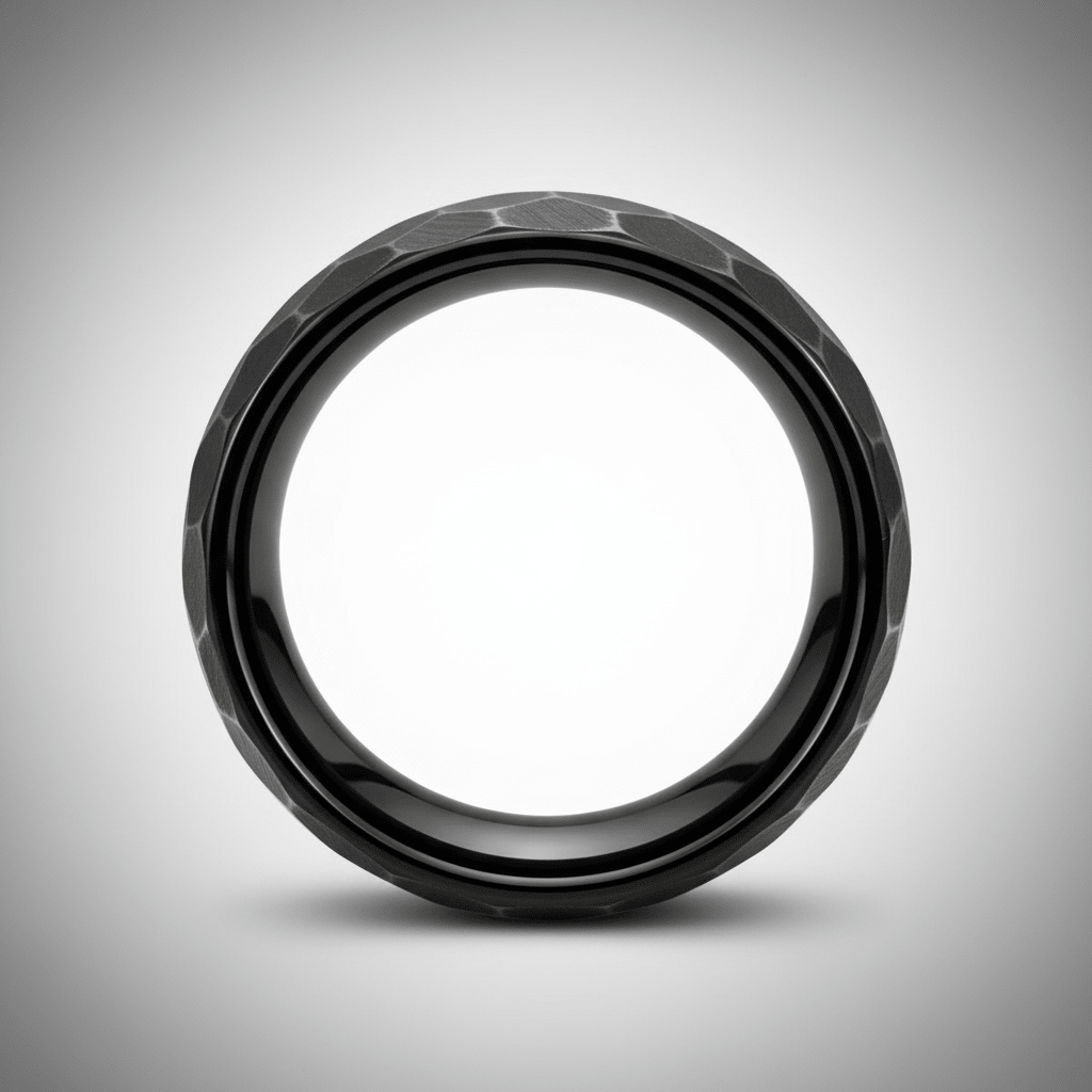 HEXANITE — Center-through axial view — men's tungsten wedding ring.
