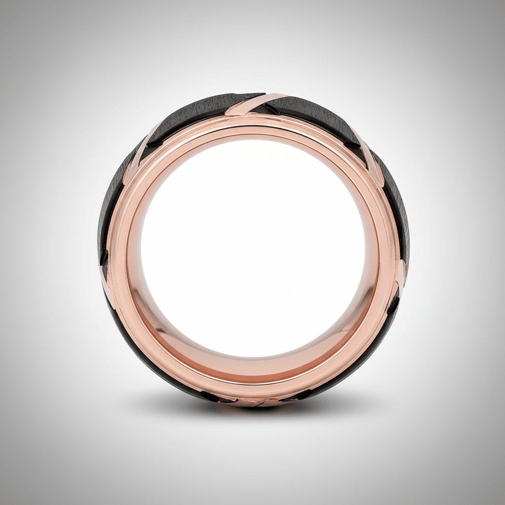 HILVEN — Center-through axial view — men's tungsten wedding ring.