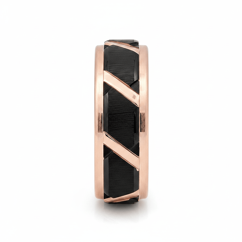 HILVEN — Front-facing straight-on view — men's tungsten wedding ring.