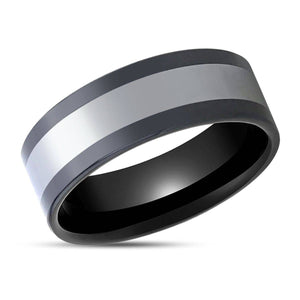 HUSKEY Black Ceramic men's wedding band, image 2