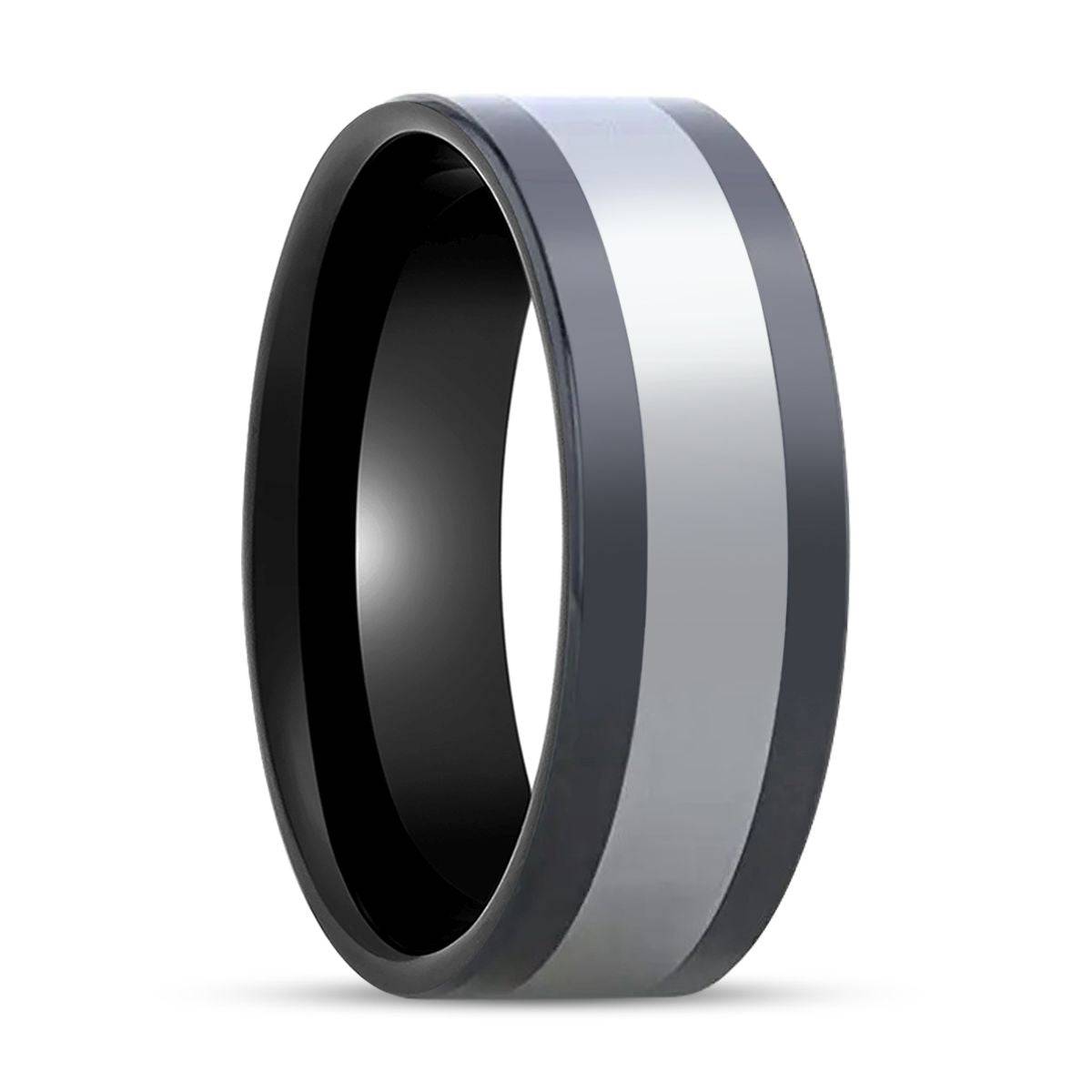 HUSKEY Black Ceramic men's wedding band, image 1