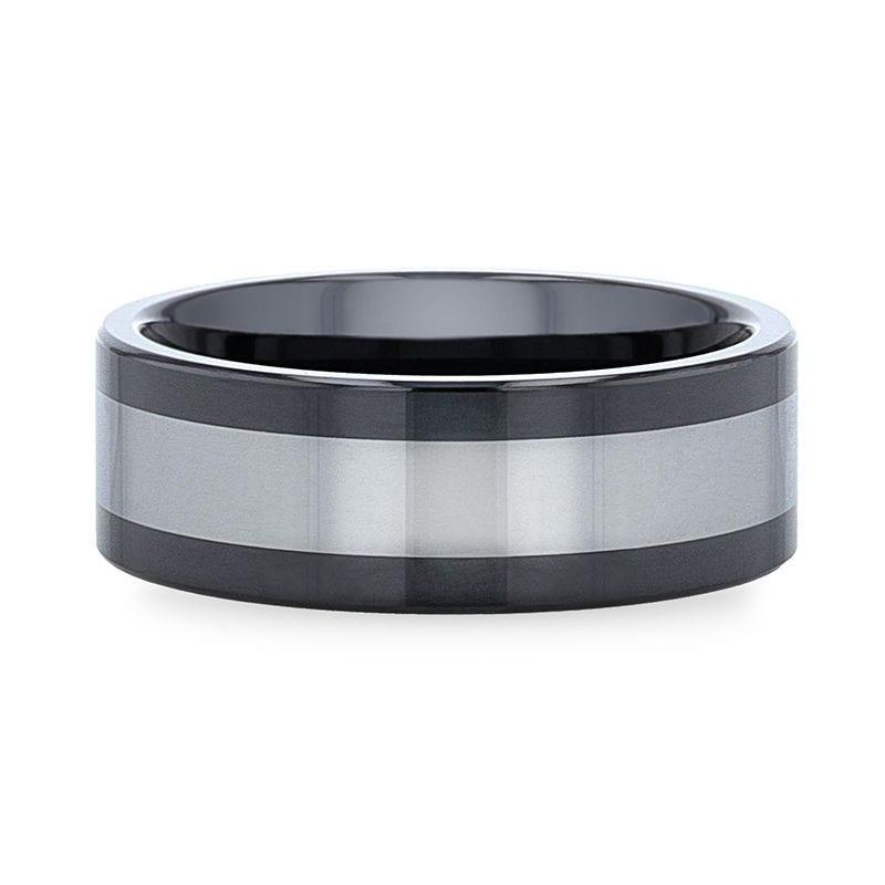 HUSKEY Black Ceramic men's wedding band, image 4