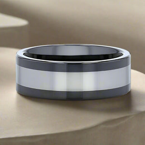 HUSKEY Black Ceramic men's wedding band, image 6