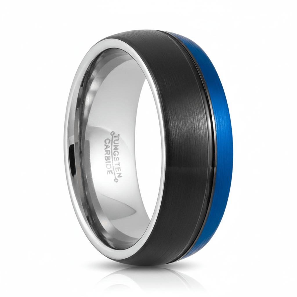 HYBRID — Hero product shot — men's tungsten wedding ring.