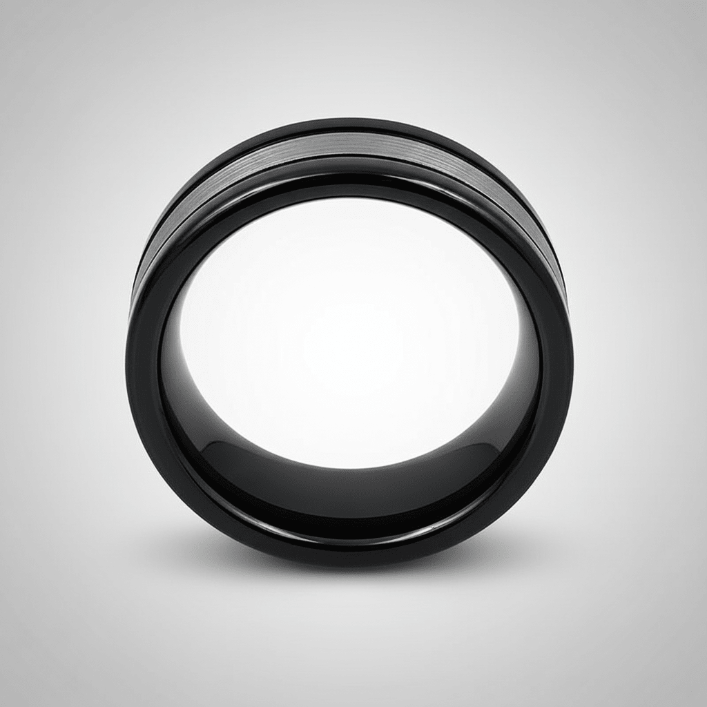 HYMEN — alternate angle — men's tungsten carbide wedding ring | Aydins Jewelry