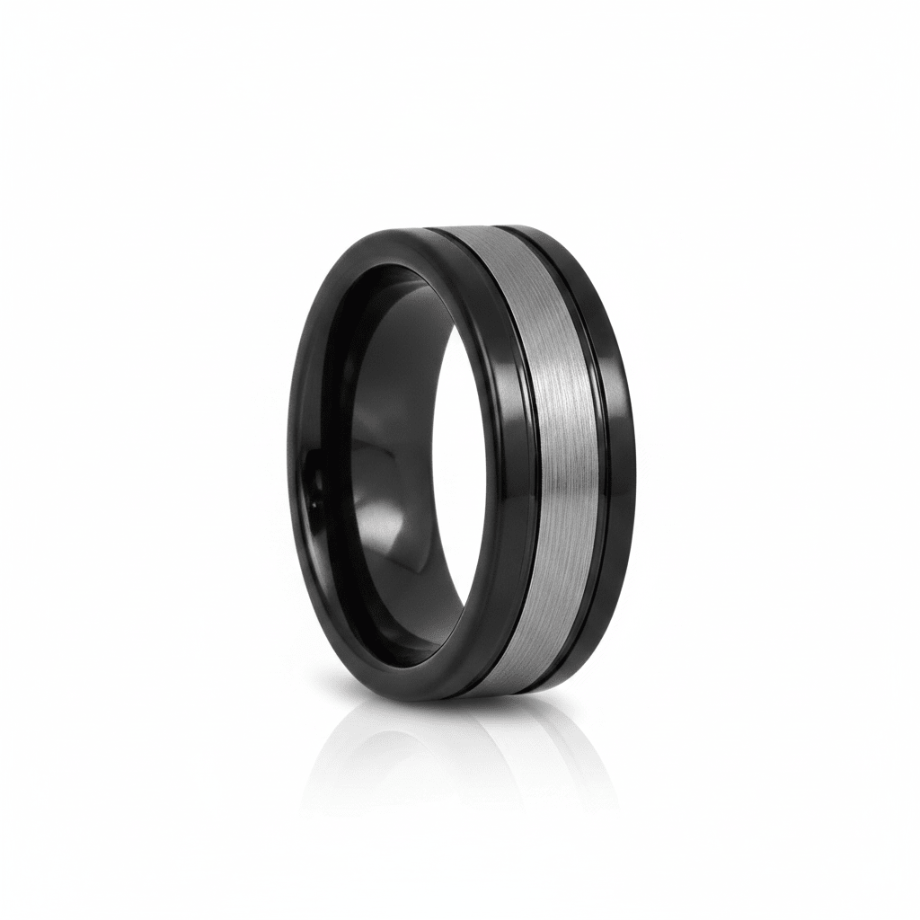 HYMEN — hero shot — men's tungsten carbide wedding ring | Aydins Jewelry