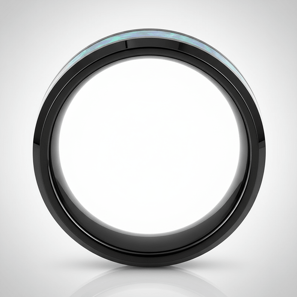 ICICLE — Center-through axial view — men's tungsten wedding ring.