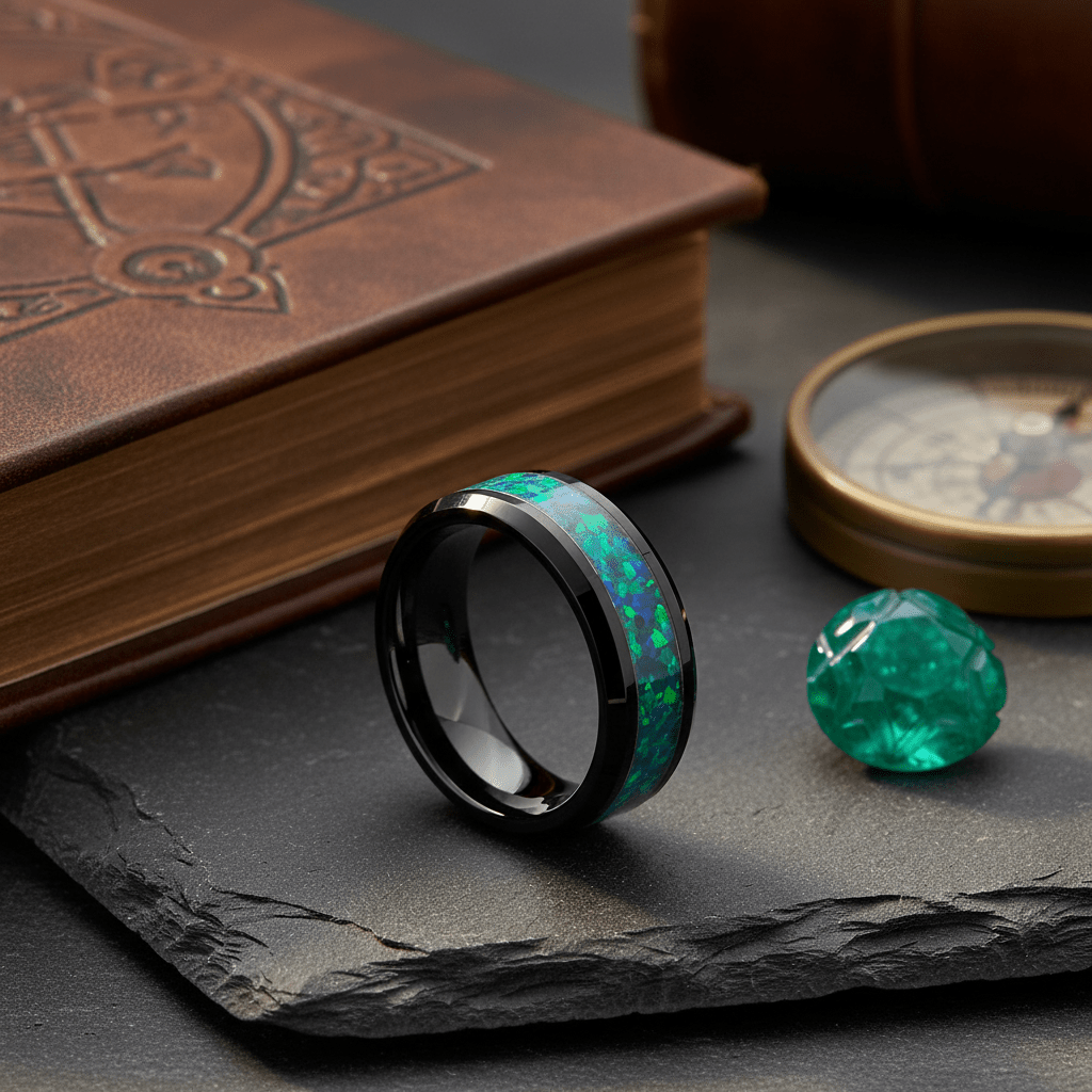 ICICLE — Editorial masculine still life — men's tungsten wedding ring.