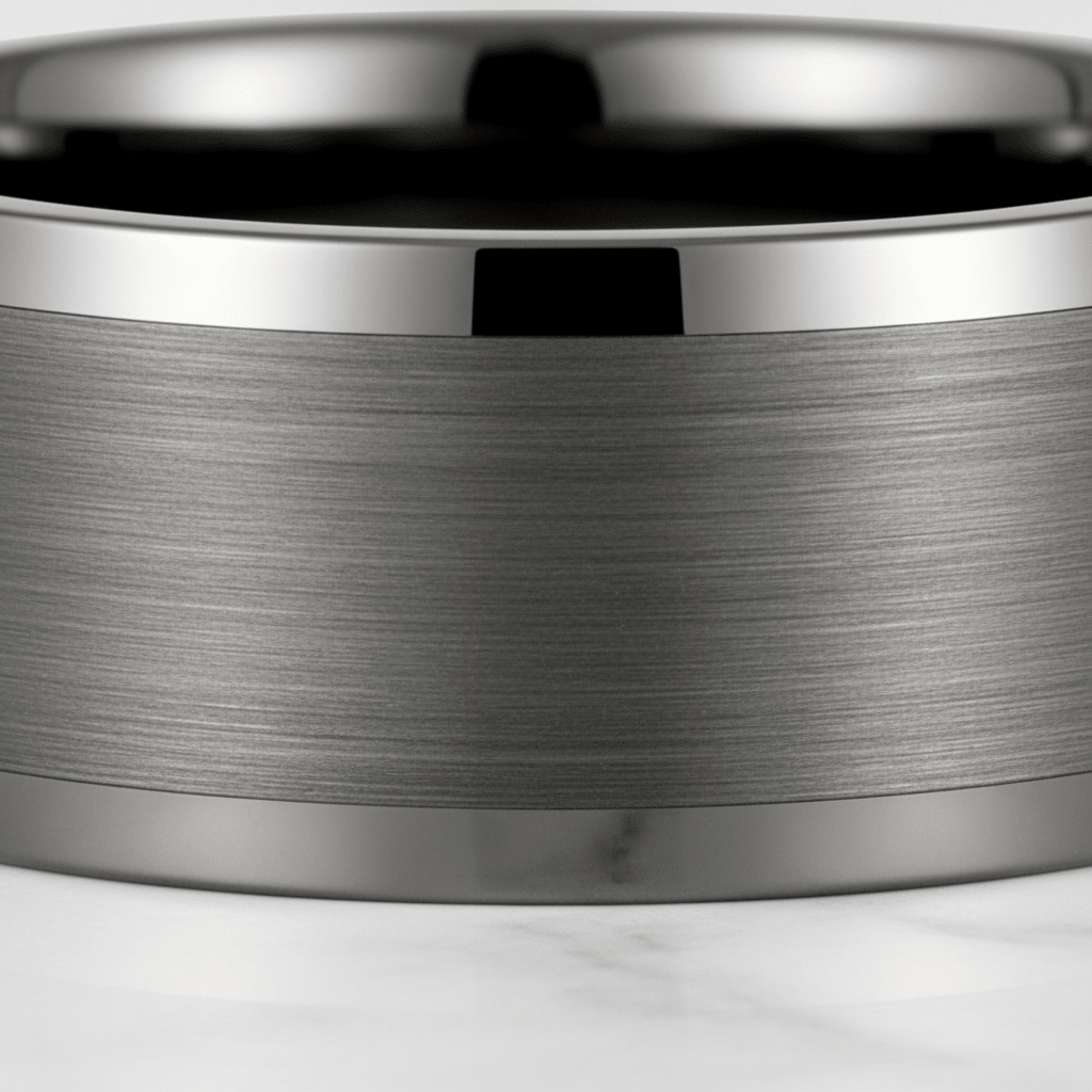 IGNITION — Extreme macro detail — men's tungsten wedding ring.