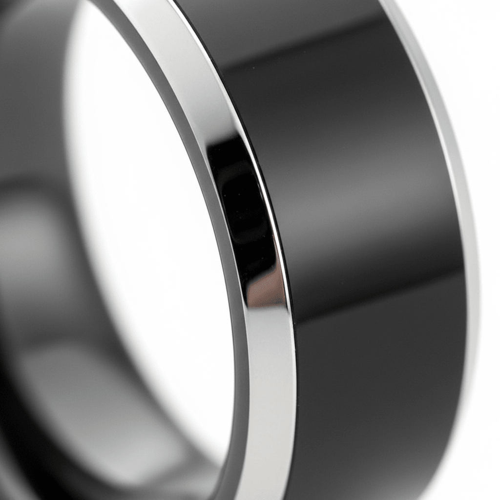 INFERNO — close-up detail — men's tungsten carbide wedding ring | Aydins Jewelry