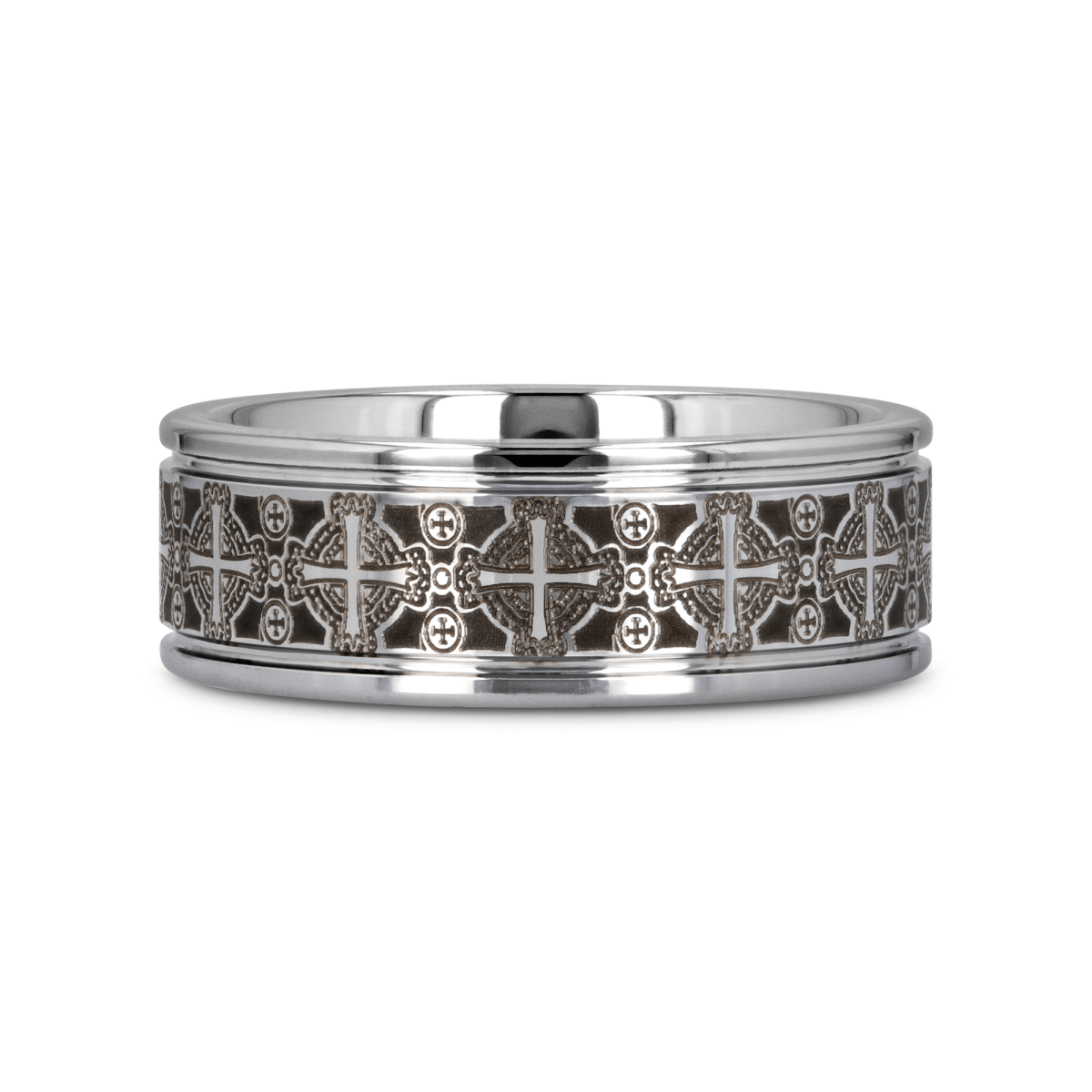 IONA Silver tungsten Christian wedding ring — angle 3