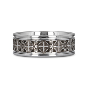IONA Silver tungsten Christian wedding ring — angle 3