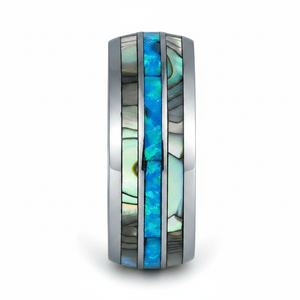 IRIDIAN — Front-facing straight-on view — men's tungsten wedding ring.