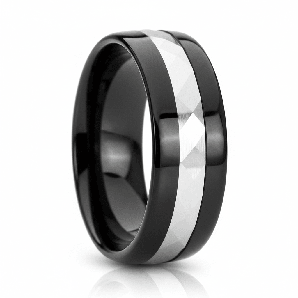 IRONCLAD — hero shot — men's tungsten carbide wedding ring | Aydins Jewelry