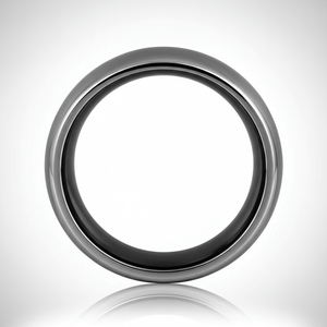 IVORY — Center-through axial view — men's tungsten wedding ring.