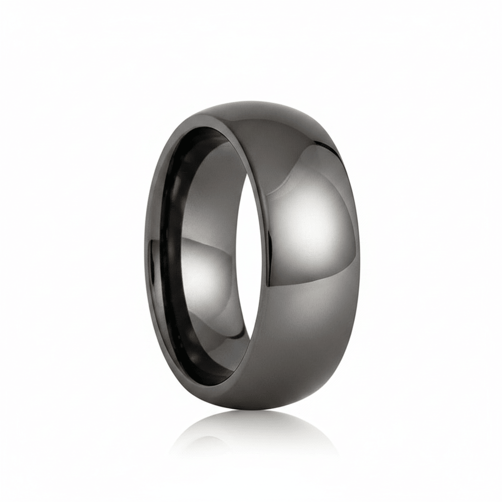 IVORY — Hero product shot — men's tungsten wedding ring.