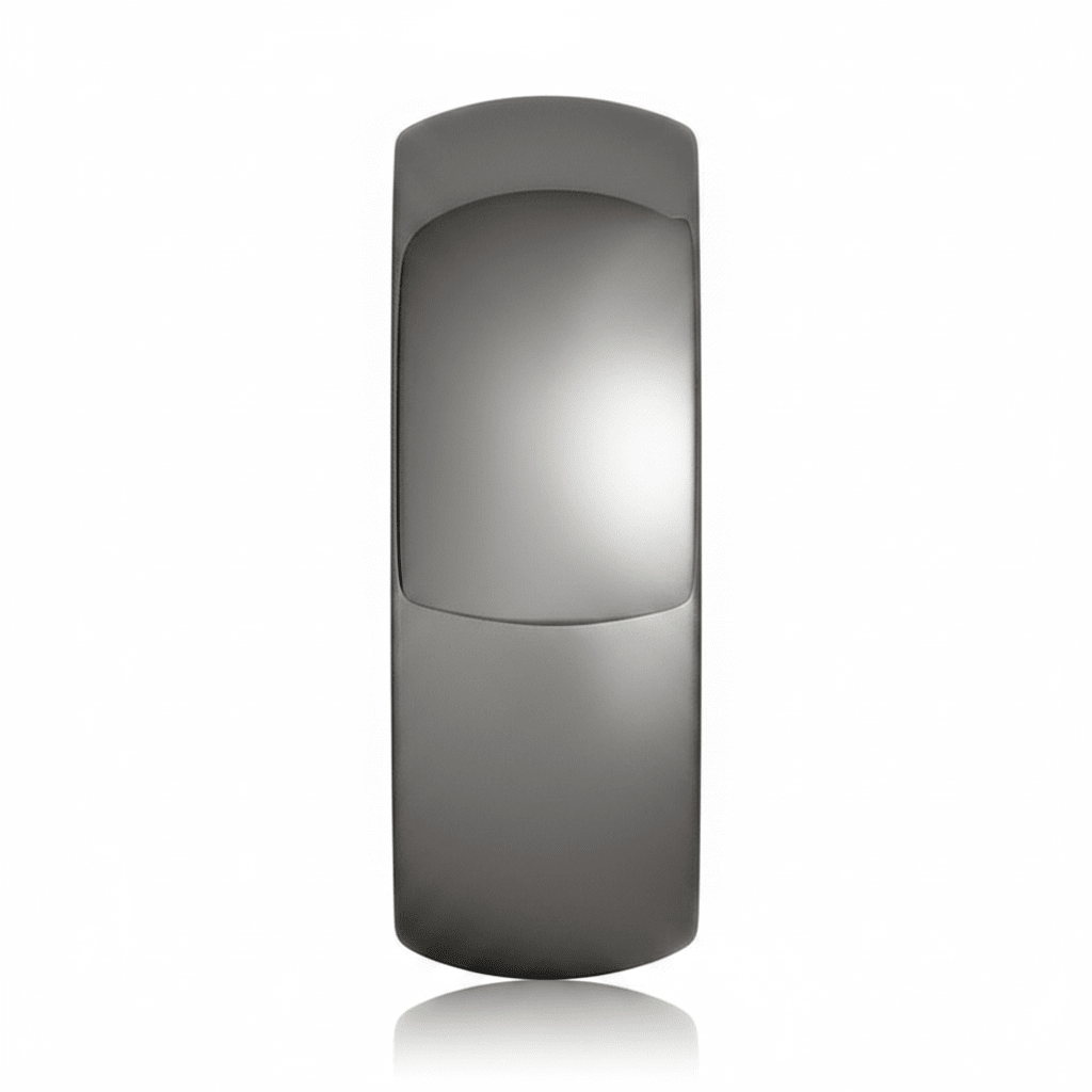 IVORY — Front-facing straight-on view — men's tungsten wedding ring.