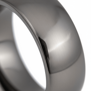 IVORY — Extreme macro detail — men's tungsten wedding ring.
