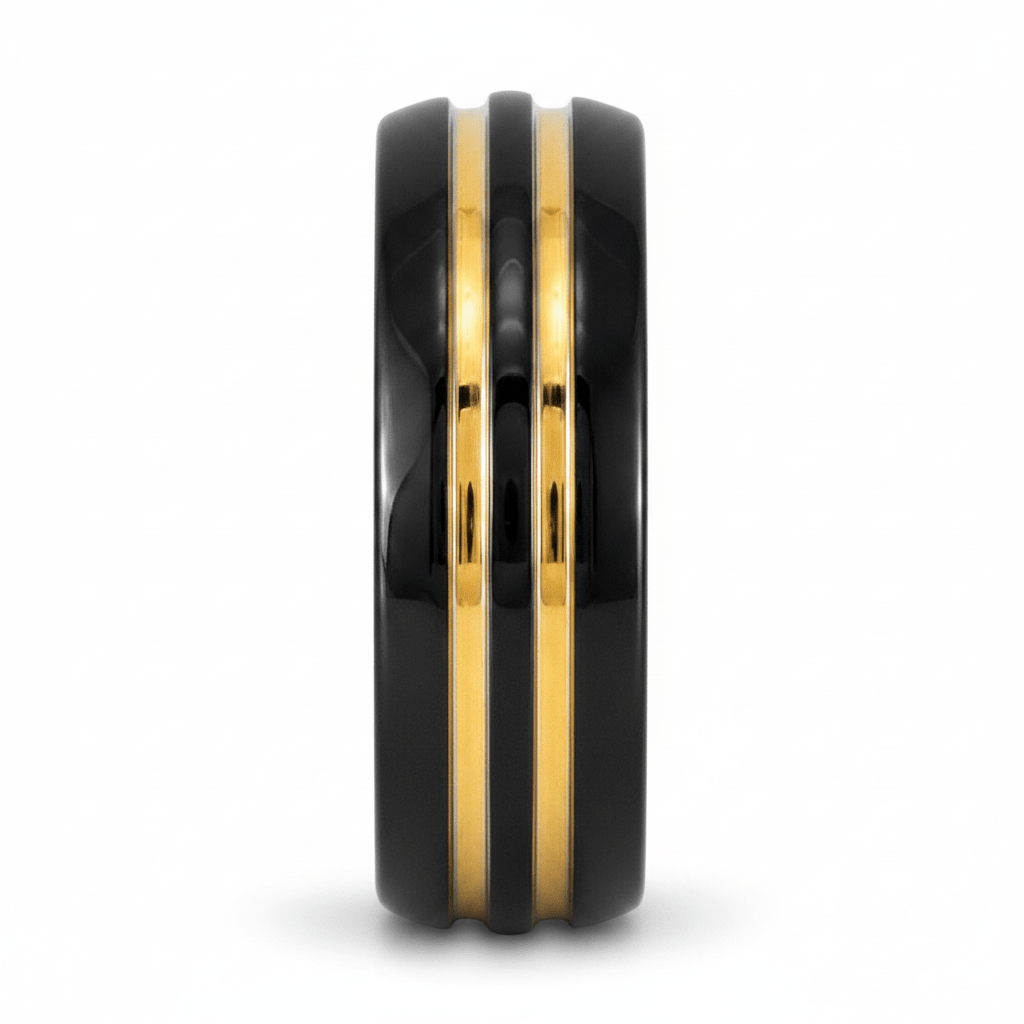 JAUCA — Front-facing straight-on view — men's tungsten wedding ring.
