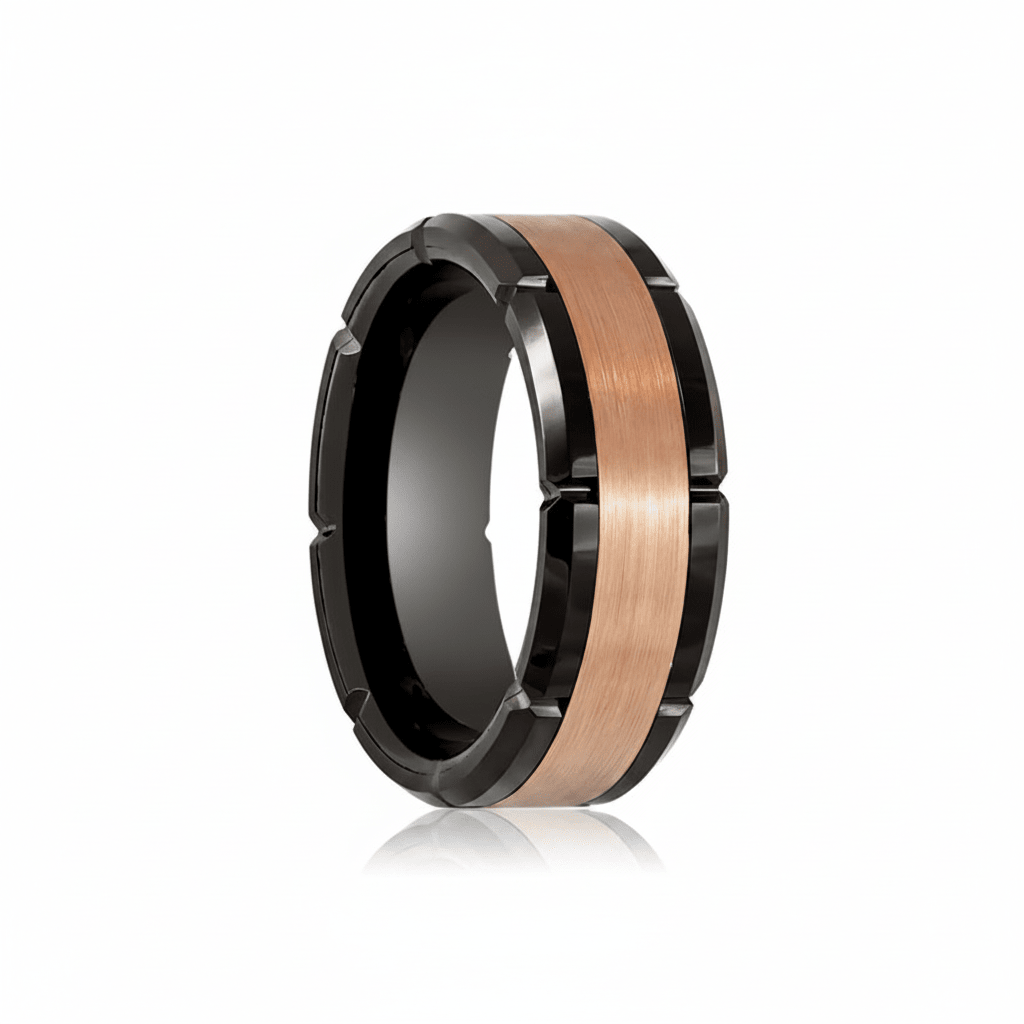 JOLT — Hero product shot — men's tungsten wedding ring.