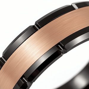 JOLT — Extreme macro detail — men's tungsten wedding ring.