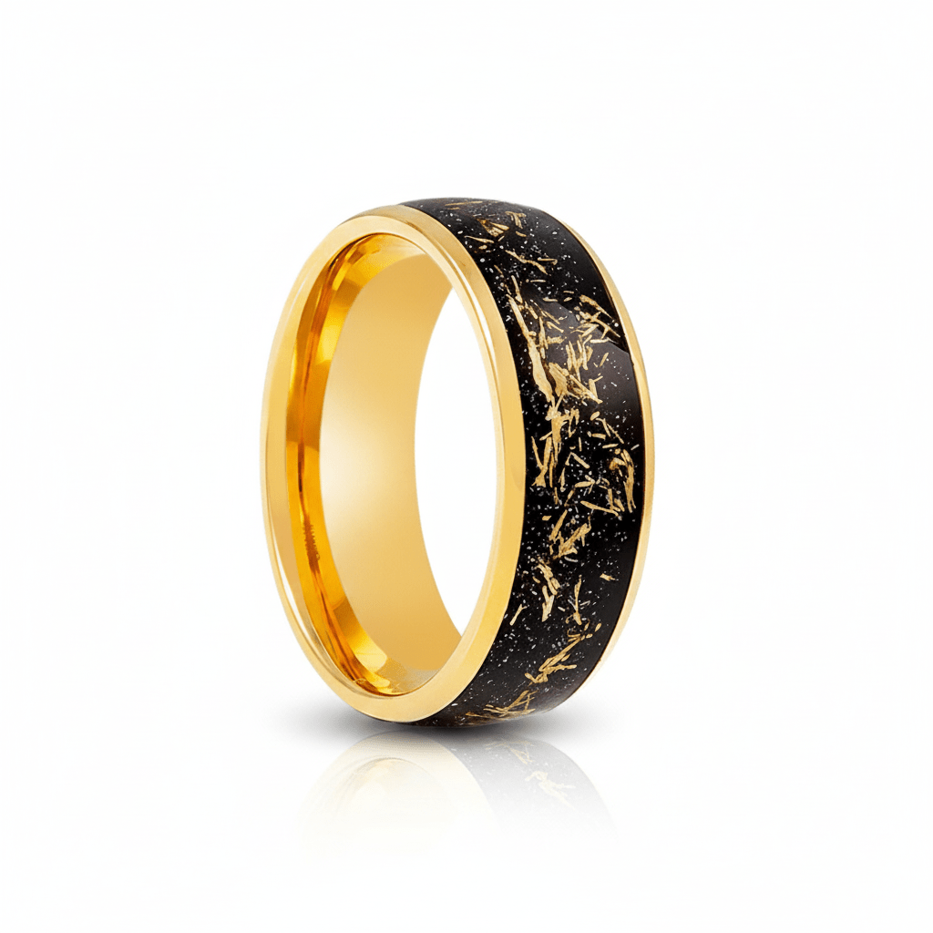 JOVIAN — Hero product shot — men's tungsten wedding ring.