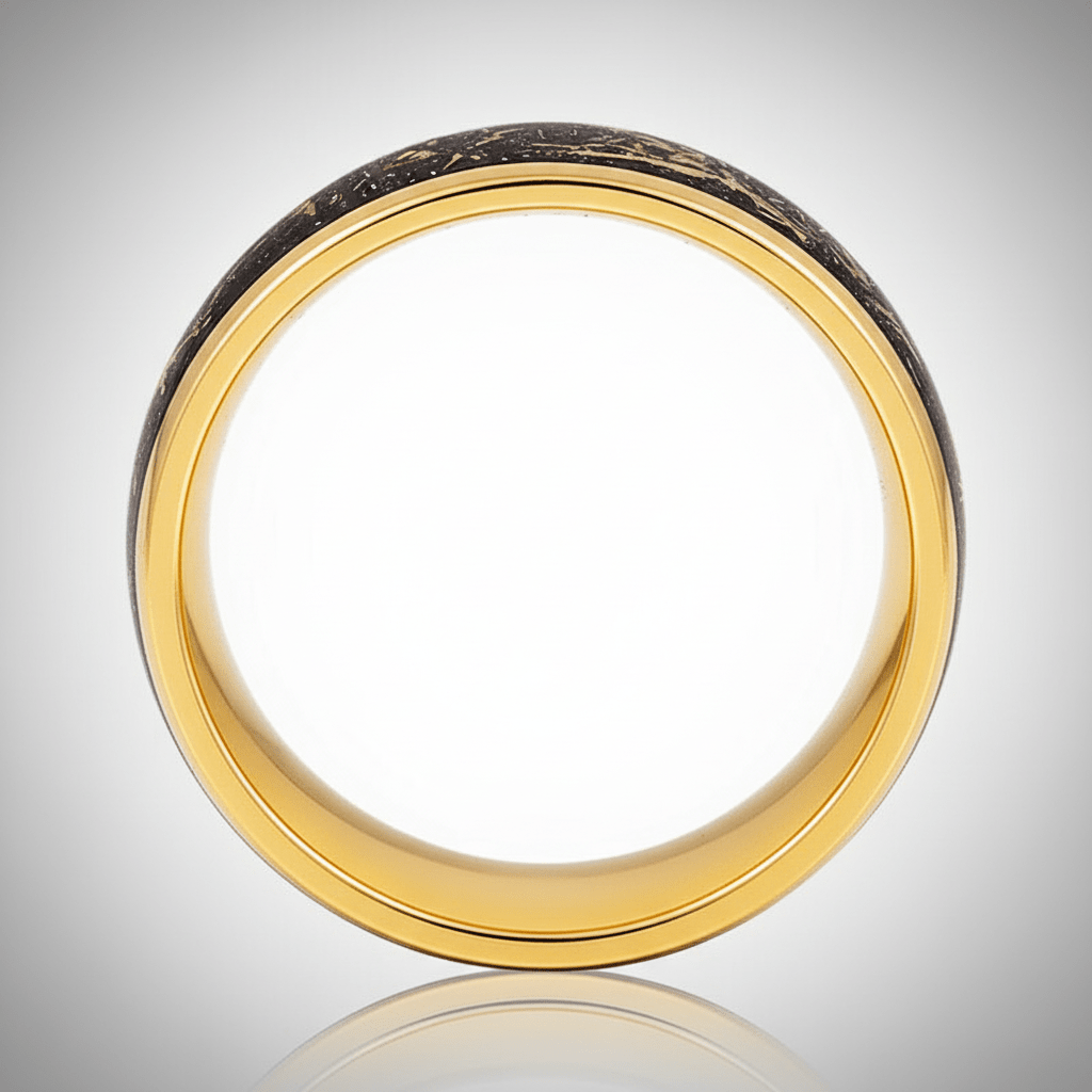 JOVIAN — Center-through axial view — men's tungsten wedding ring.