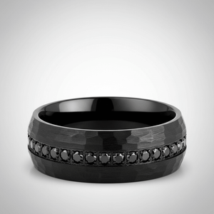 JUNCOS — Center-through axial view — men's tungsten wedding ring.