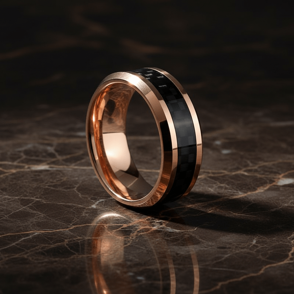 KAHLO — detail view — men's tungsten carbide wedding ring | Aydins Jewelry