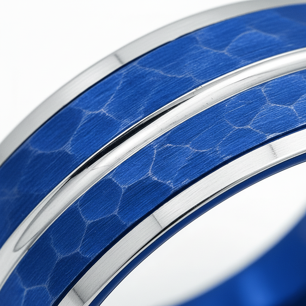 KAMIKAZE — close-up detail — men's tungsten carbide wedding ring | Aydins Jewelry