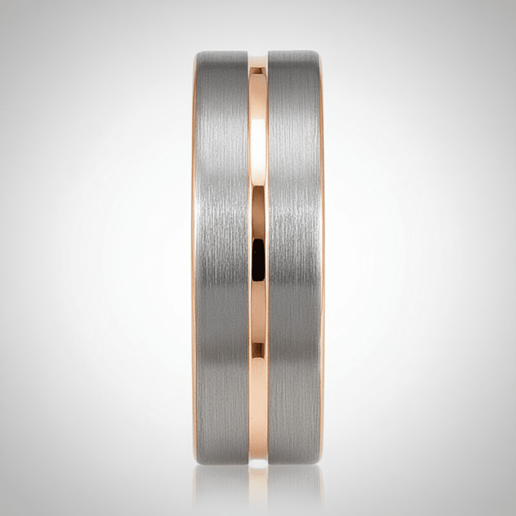KASE — Center-through axial view — men's tungsten wedding ring.