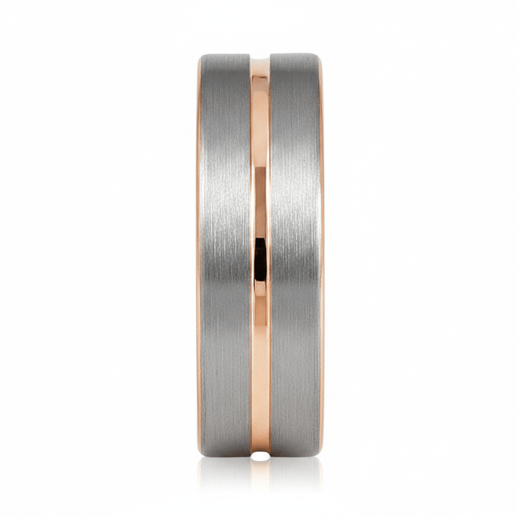 KASE — Front-facing straight-on view — men's tungsten wedding ring.