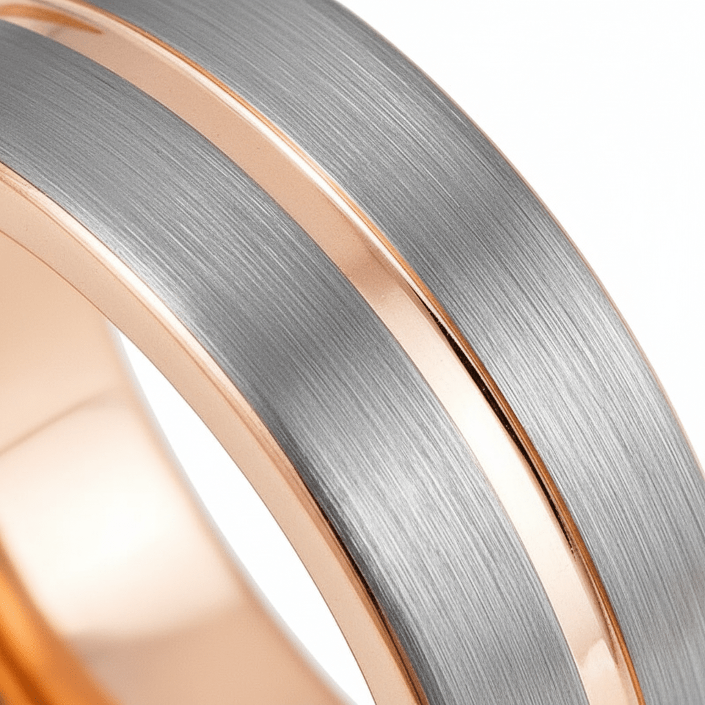 KASE — Extreme macro detail — men's tungsten wedding ring.