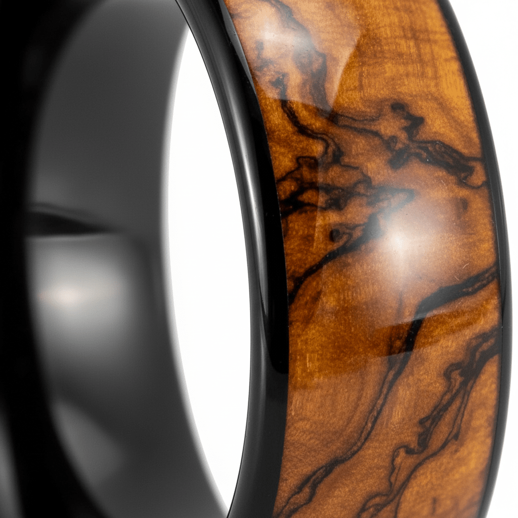 KEMPS — Extreme macro detail — men's tungsten wedding ring.