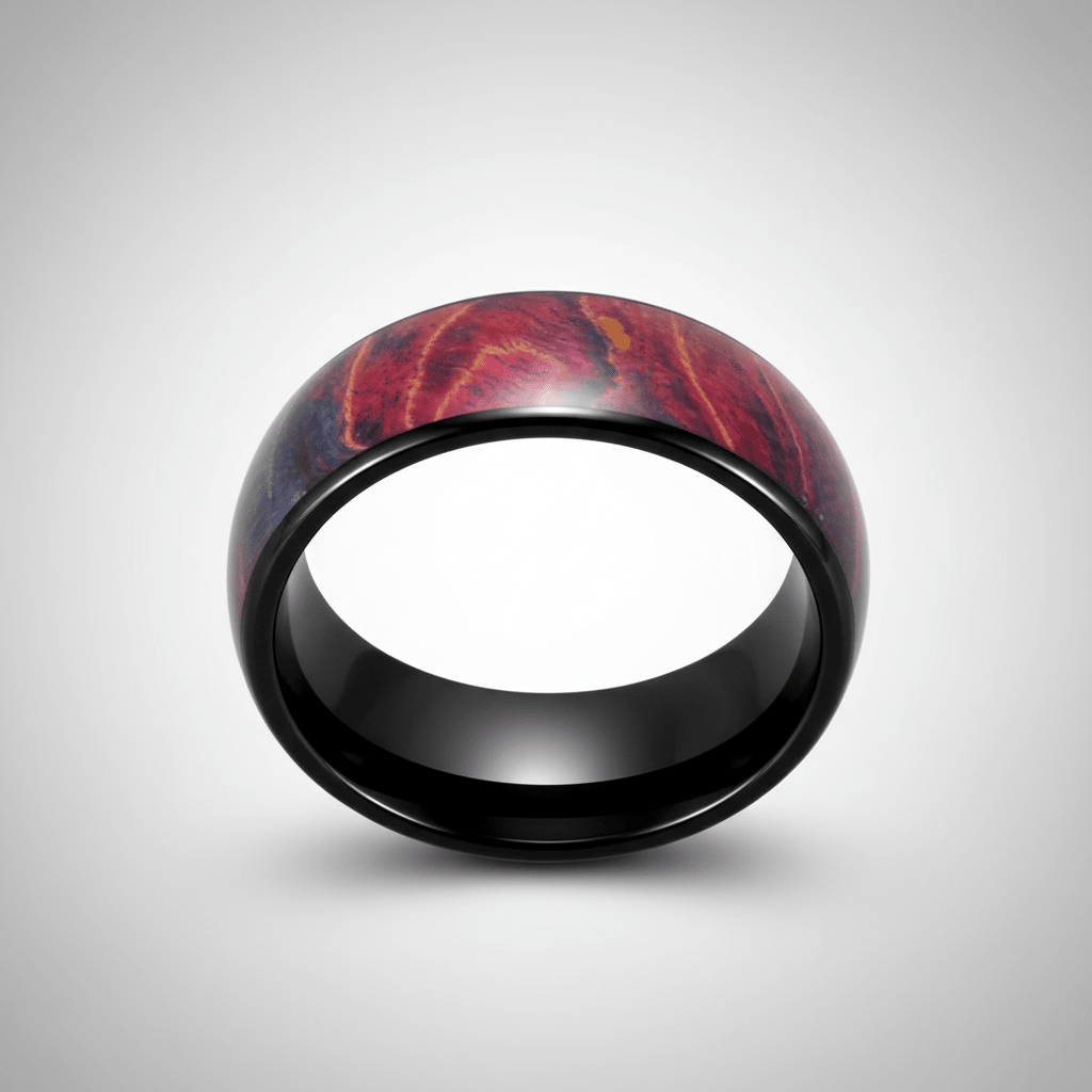 KEMPS — Center-through axial view — men's tungsten wedding ring.