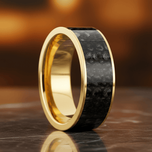 Dinosaur Bone inlay 14k yellow gold wedding band 8mm, additional view 9