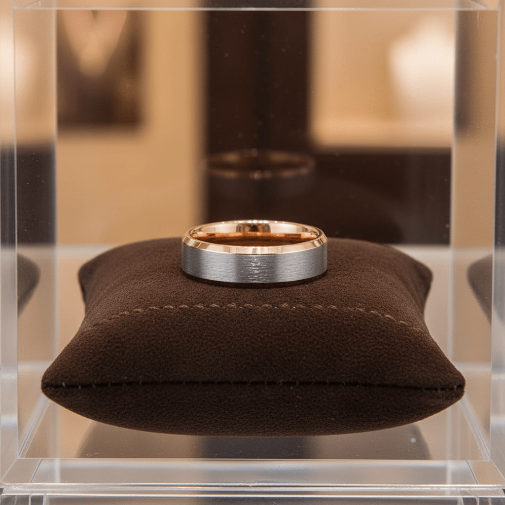 KINGRAY — close-up detail — men's tungsten carbide wedding ring | Aydins Jewelry