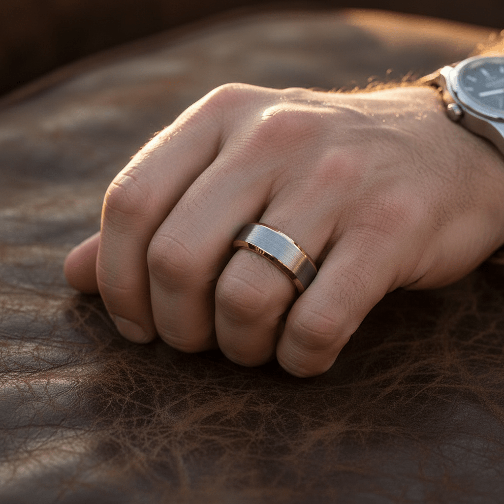 KINGRAY — angled view — men's tungsten carbide wedding ring | Aydins Jewelry