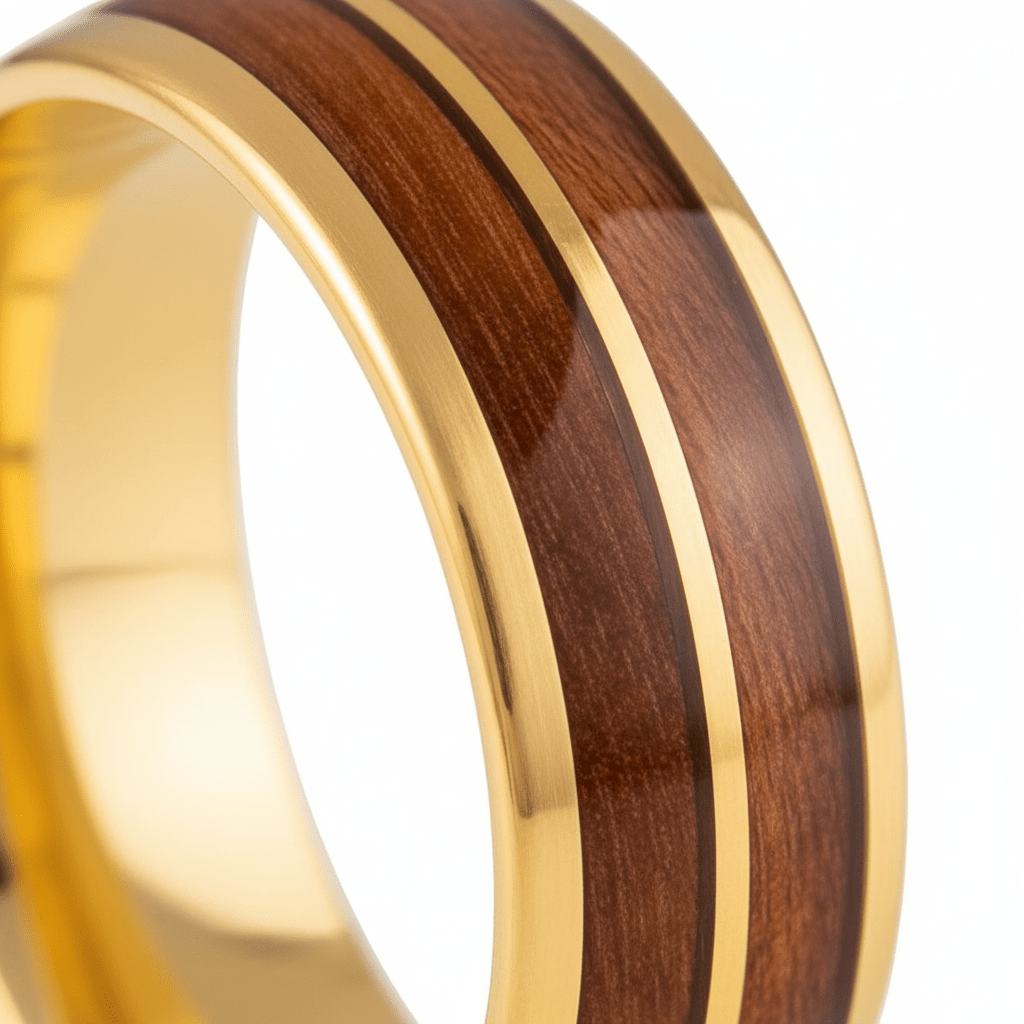 KOAFLARE — Extreme macro detail — men's tungsten wedding ring.