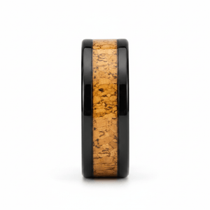 LANG — Front-facing straight-on view — men's tungsten wedding ring.
