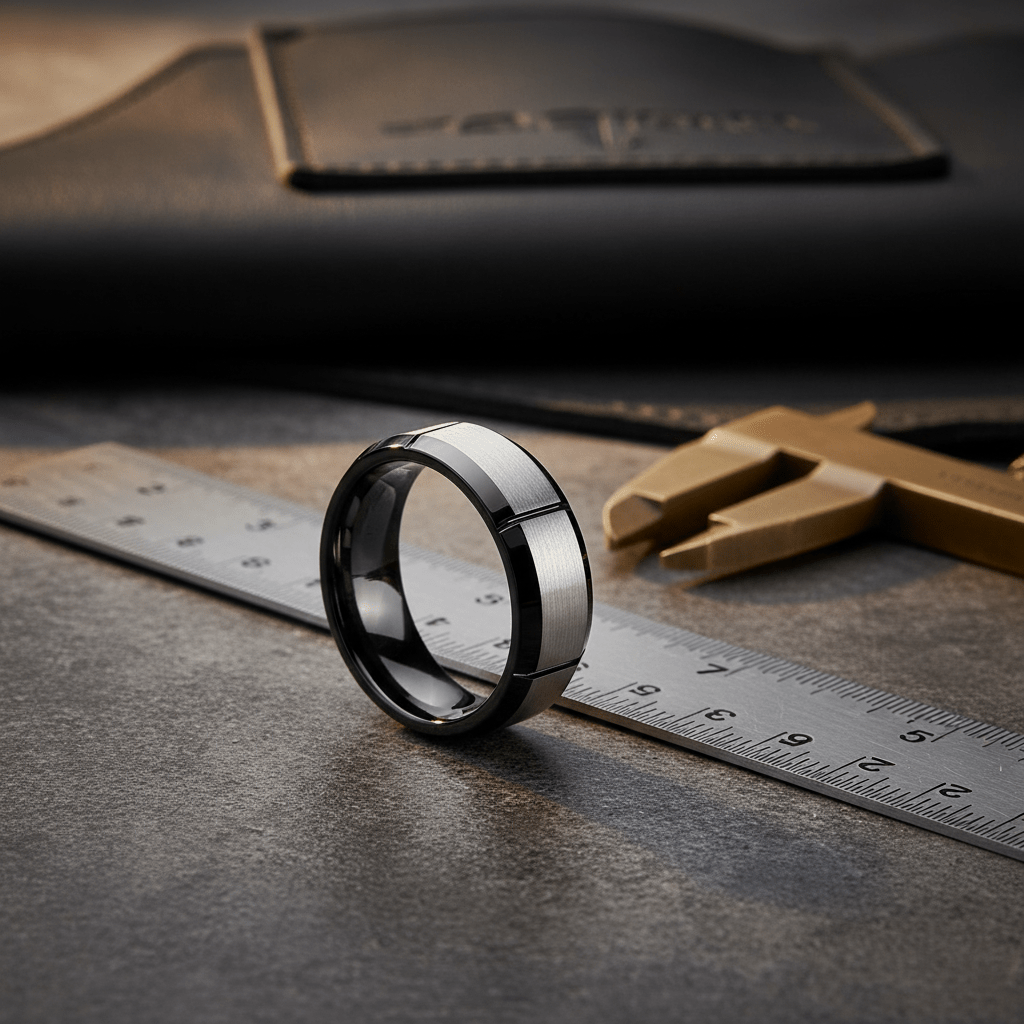 LATTICE — close-up detail — men's tungsten carbide wedding ring | Aydins Jewelry