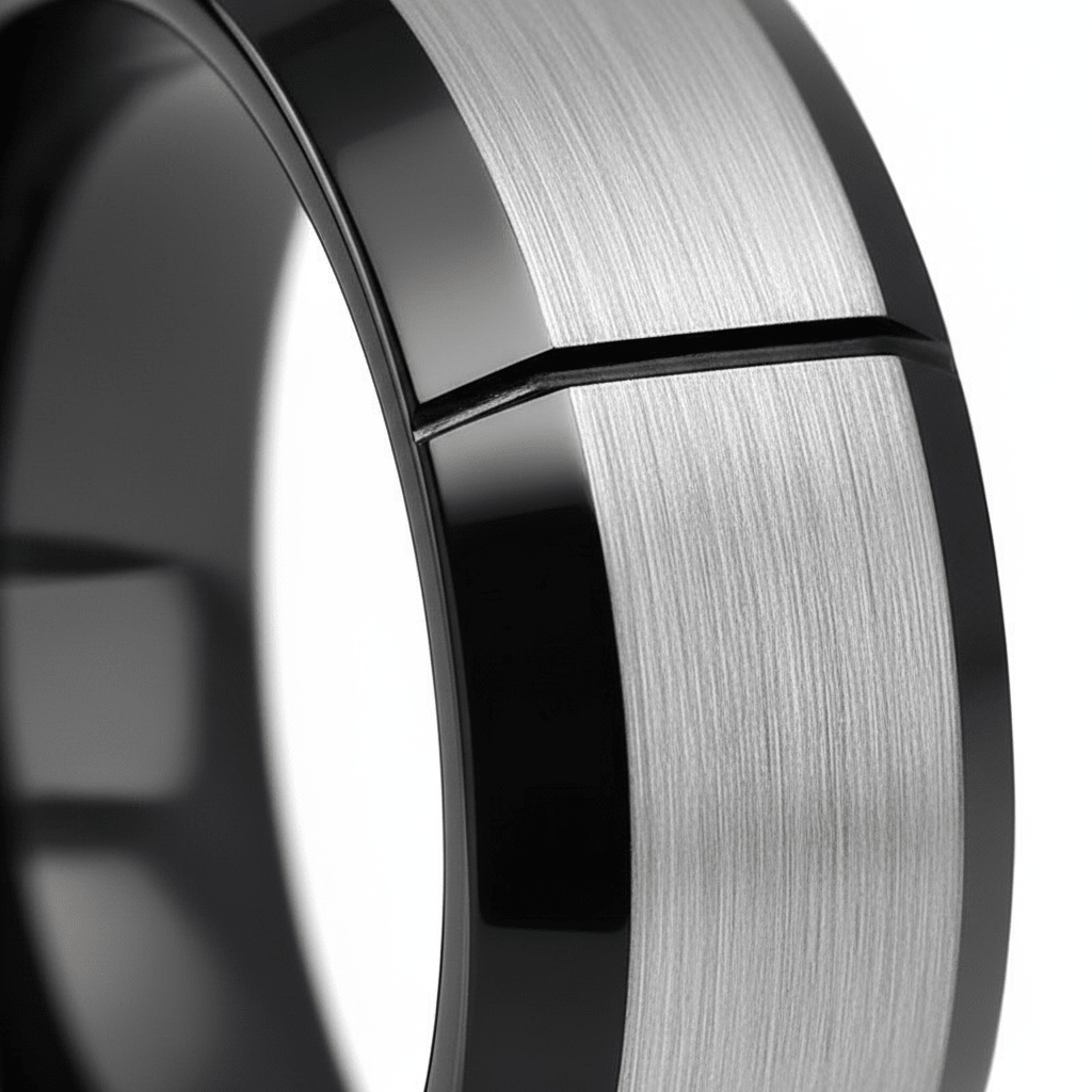 LATTICE — close-up detail — men's tungsten carbide wedding ring | Aydins Jewelry