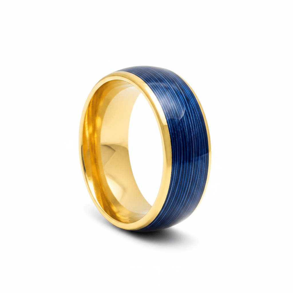 LEHRI — Hero product shot — men's tungsten wedding ring.