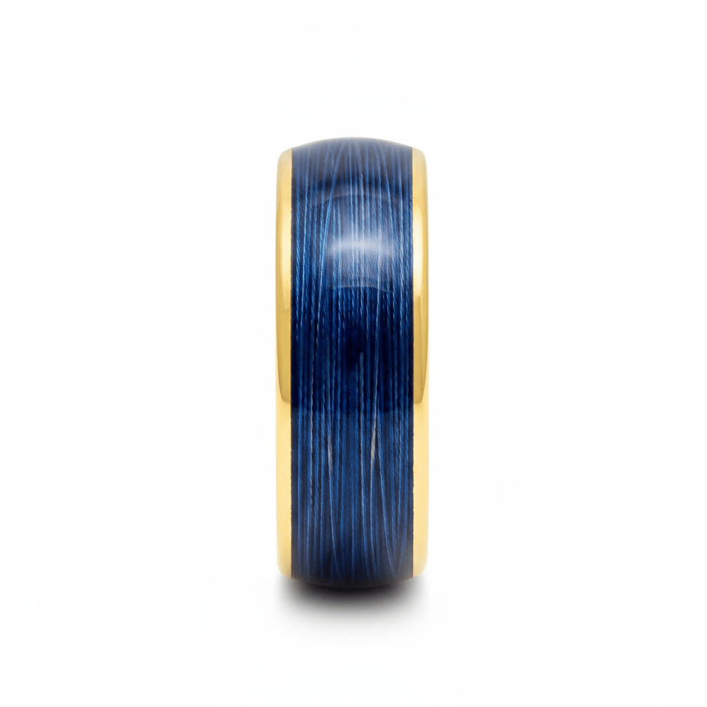LEHRI — Front-facing straight-on view — men's tungsten wedding ring.