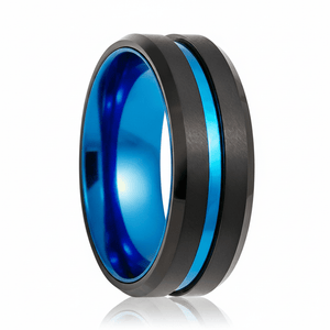 LELRA — Hero product shot — men's tungsten wedding ring.