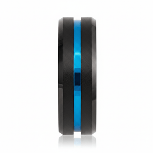 LELRA — Front-facing straight-on view — men's tungsten wedding ring.